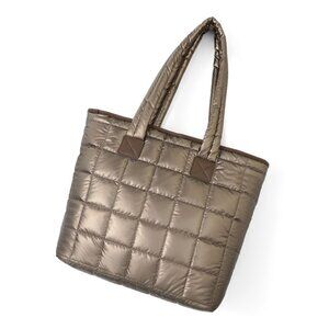 Quilted Puffer Tote - Shiny Bronze Color - Double Handle- XL- Lightweight -NWT